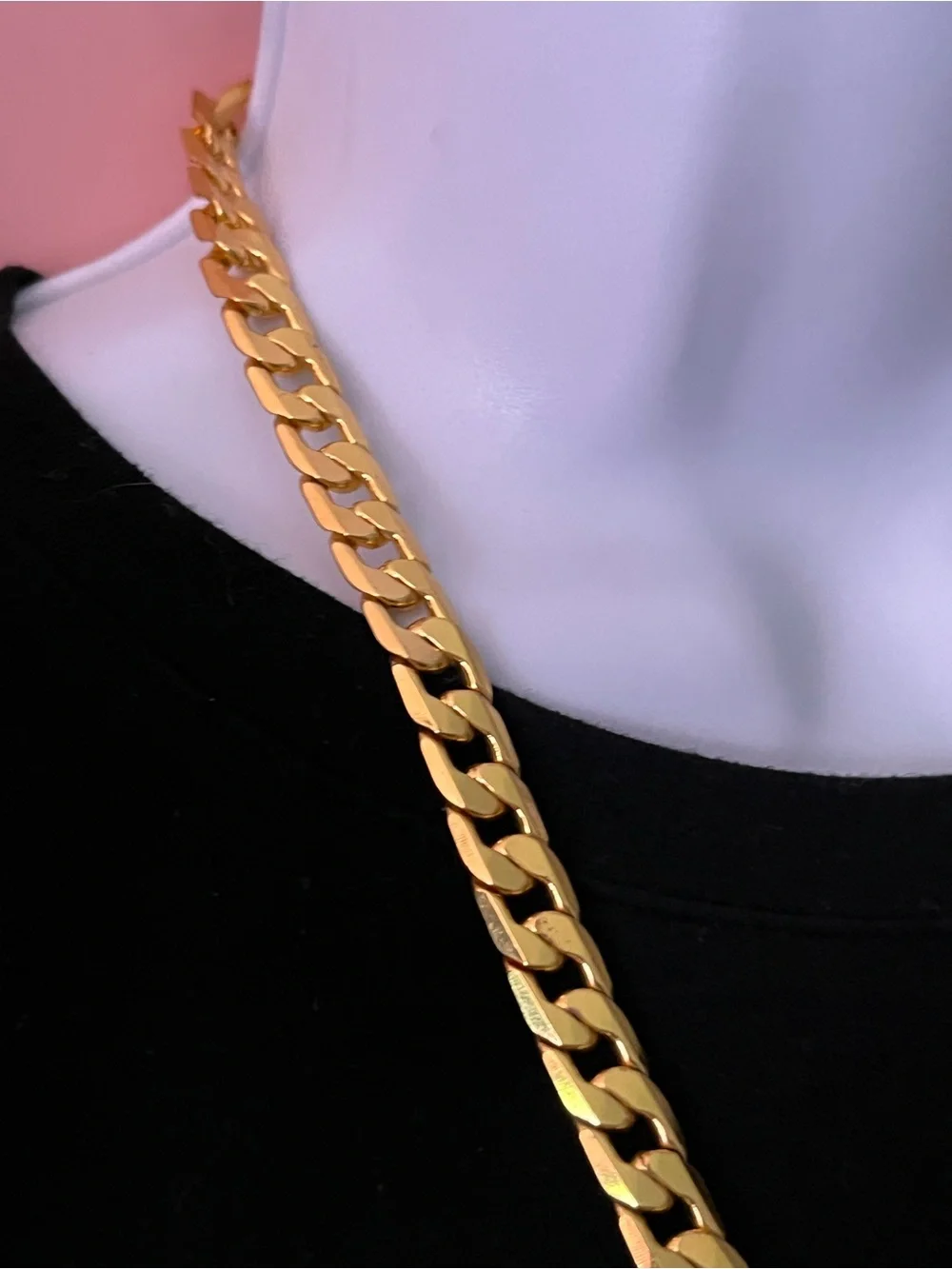 Unisex Estate Gold-Tone Cuban Link Chain Necklace for Men
